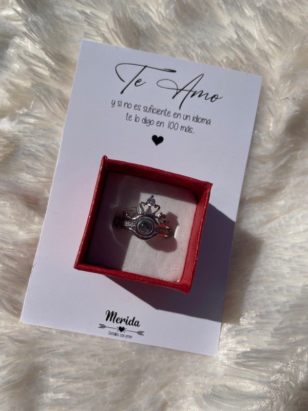Producto - Anillo te amo en 100 idiomas plateado