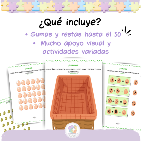 Producto - SUMAS Y RESTAS HASTA EL 30 / ACTIVIDADES CON APOYO VISUAL - 1
