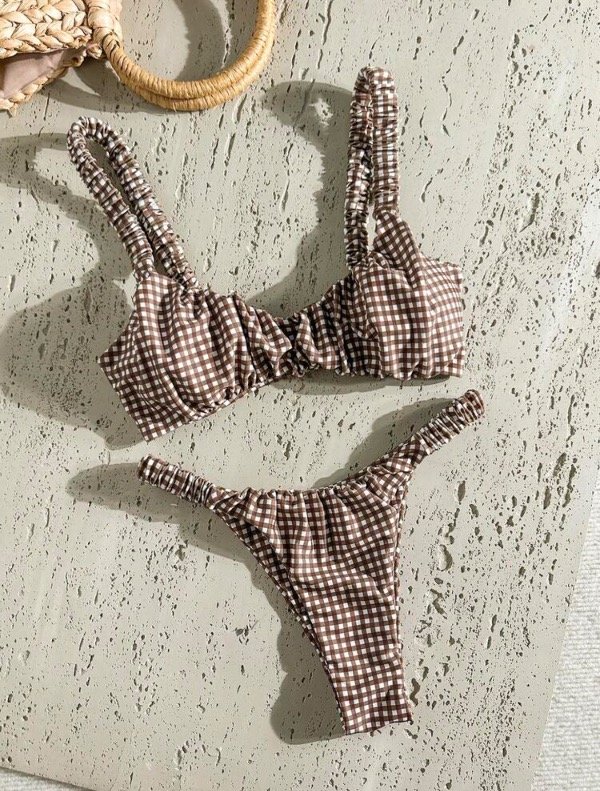 Producto - Bikinis cuadrille marrón - 0