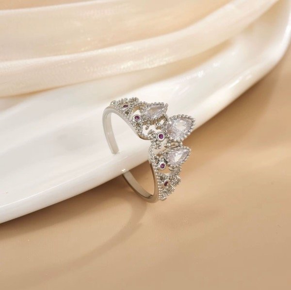 Producto - Anillo corona de princesa violeta plateado