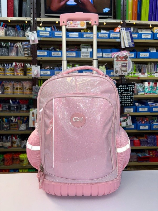 Producto - Mochila rosa glitter c/ carrito 18" - "ELF"