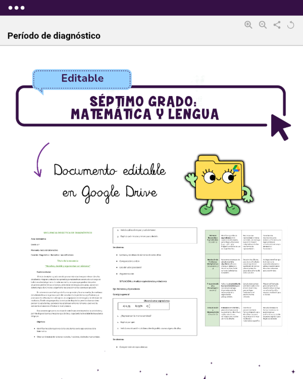 Producto - PERÍODO DIAGNÓSTICO: MATEMÁTICA Y LENGUA - SÉPTIMO GRADO