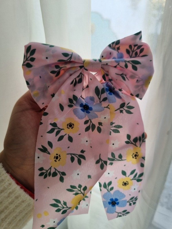 Producto - Moño flores fondo rosa