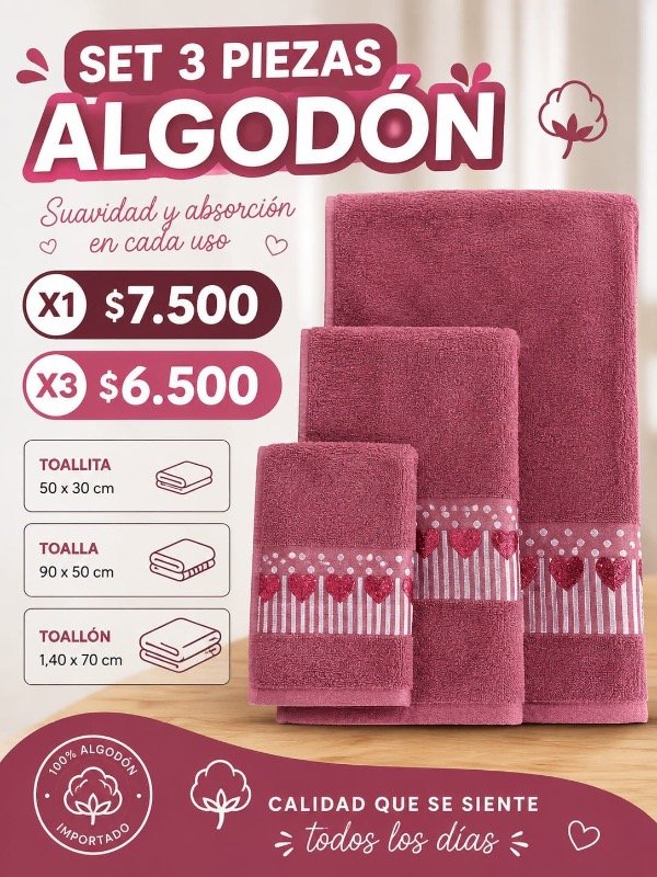 Producto - Set 3 piezas de algodón - 0