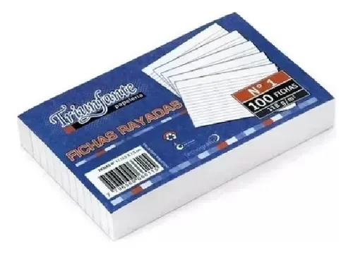 Producto - Fichas Triunfante Escolar Rayadas N1 Cm Pack 100 U