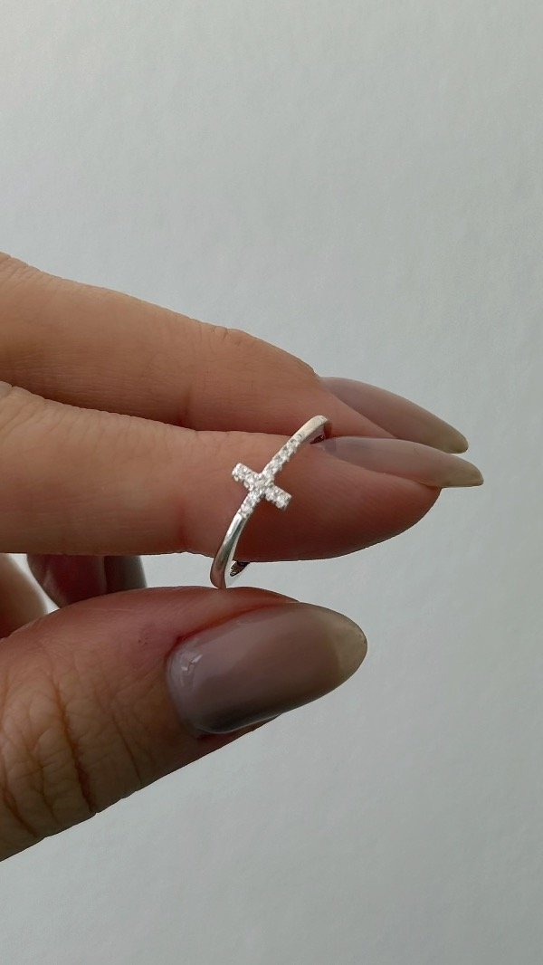 Producto - Anillo cruz cubic horizontal fina 16,5mm P925 - 1