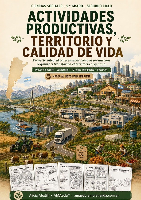 Producto - ACTIVIDADES PRODUCTIVAS, TERRITORIO Y CALIDAD DE VIDA (Sociales, Quinto Grado)
