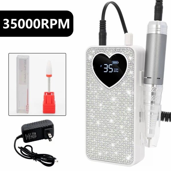 Producto - TORNO INALAMBRICO RECARGABLE CON STRASS BLANCO/ROSA 35000RPM - 2
