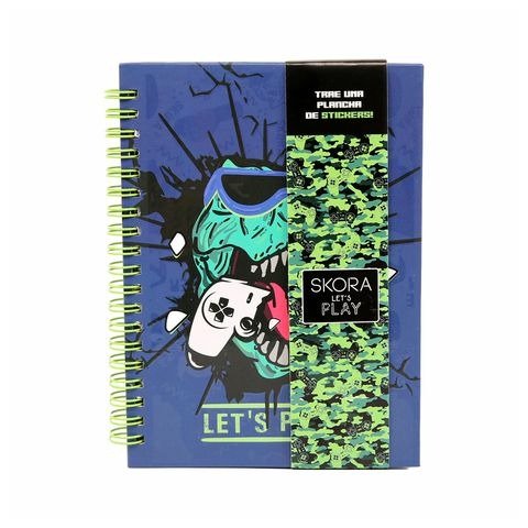 Producto - CUADERNO 18X13CM RAYADO 80 HOJAS TAPA DURA CON ESPIRAL LETS PLAY SKORA