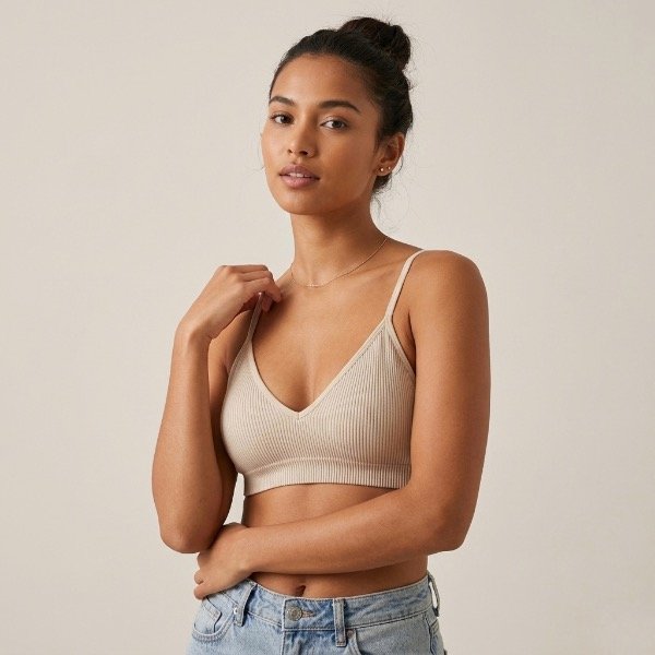 Top acanalados seamless natural offwhite — imagen 2