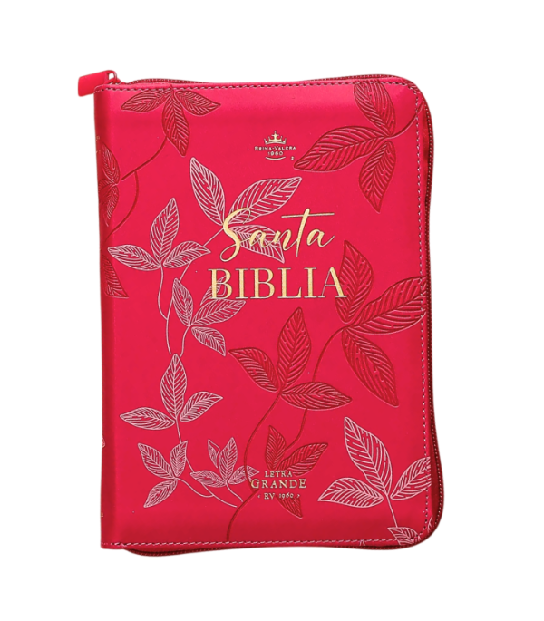 Producto - BIBLIA RVR MEDIANA LETRA GRANDE FUCSIA FLORES PRIMAVERA CON CIERRE