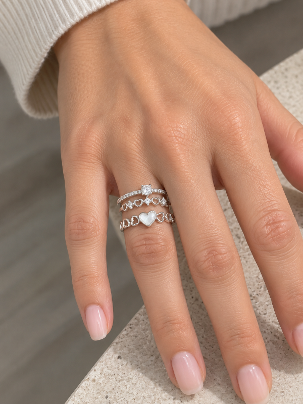 Producto - Anillos triples acero blanco 003