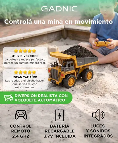 Producto - Camión Volquete Juguete Vehículo Con Control Remoto Luces Y Sonido - 0