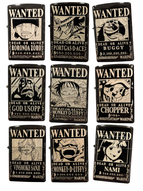 Producto - ENCENDEDOR RECARGABLE A BENCINA ONE PIECE WANTED PERSONAJE A ELECCION