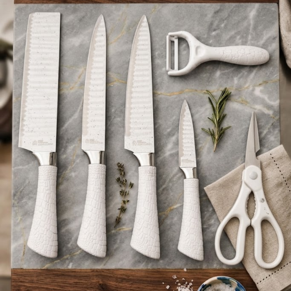 Producto - Juego Set De Cuchillos De Cocina Profesionales Acero Inoxidable Blanco - 2