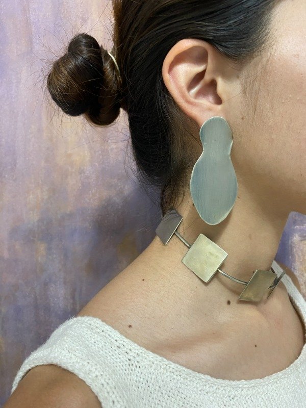 Producto - Aros chapón irregular alpaca o bronce