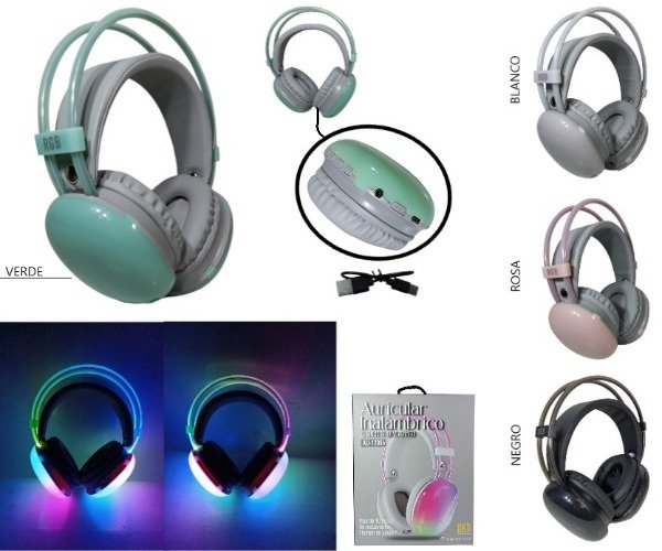 Producto - AURICULAR VINCHA BLUETOOTH LUZ RGB (AU-12006)