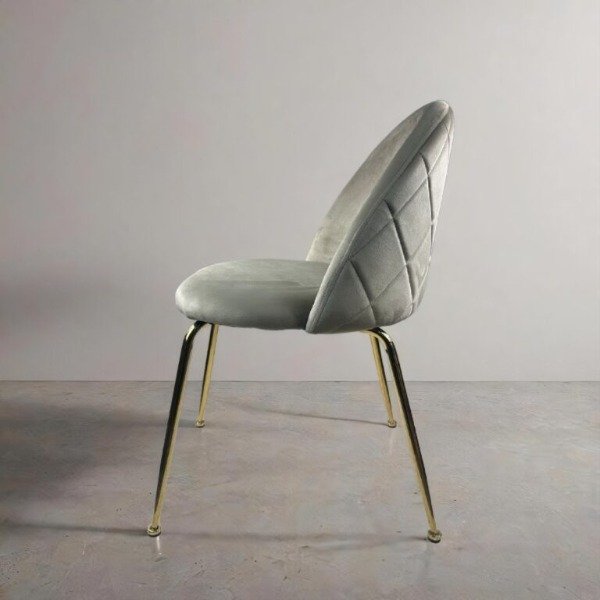Producto - SILLA PRINCE TAPIZADA PANA GRIS  PATA DORADA