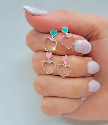 Producto - Aros plata corazón colgante