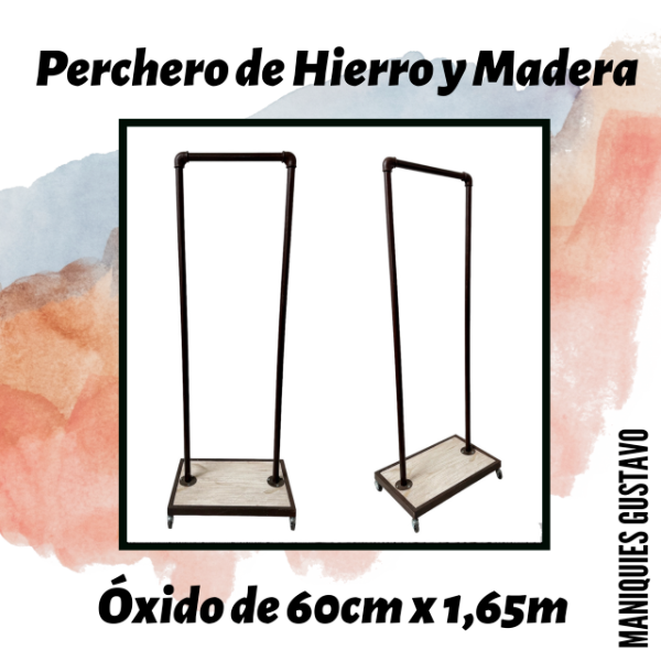 Producto - Perchero Insta Hierro y Madera de 60 cm