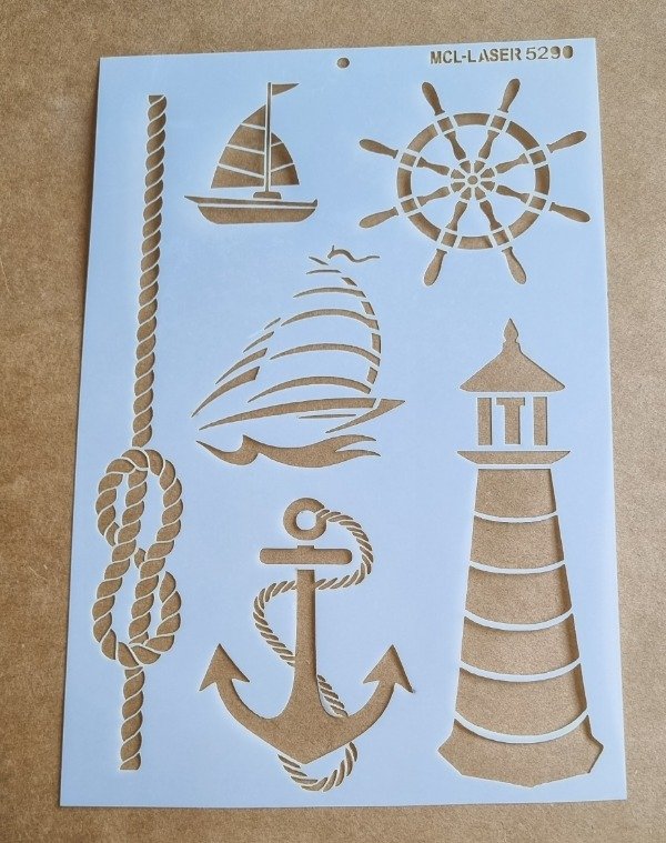 Producto - St 5290 de 20x30 cm Stencil Faro Timón Ancla