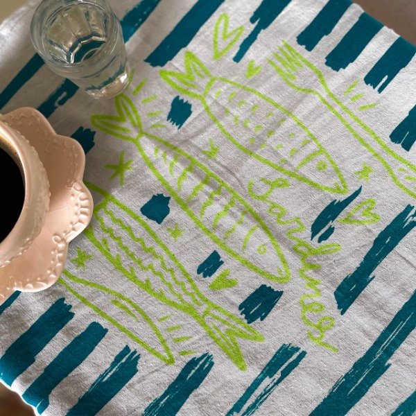 Producto - Paños de Cocina Sardinas Lima/Ultramar