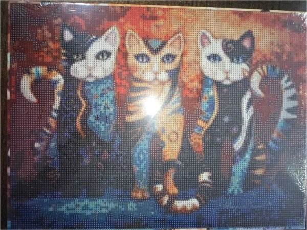 Producto - DIAMOND PAINTING 30X40 BASTIDOR 3 GATITOS