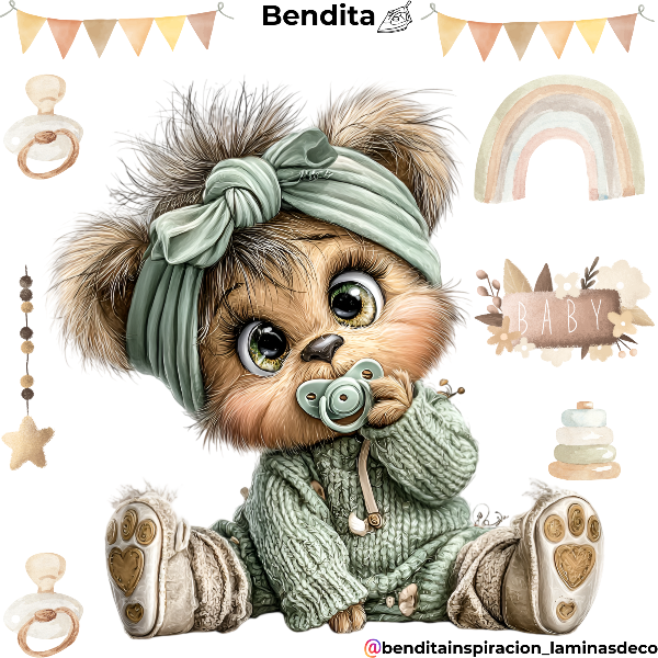 Producto - Bendita Plancha 001 oso bebé con chupete
