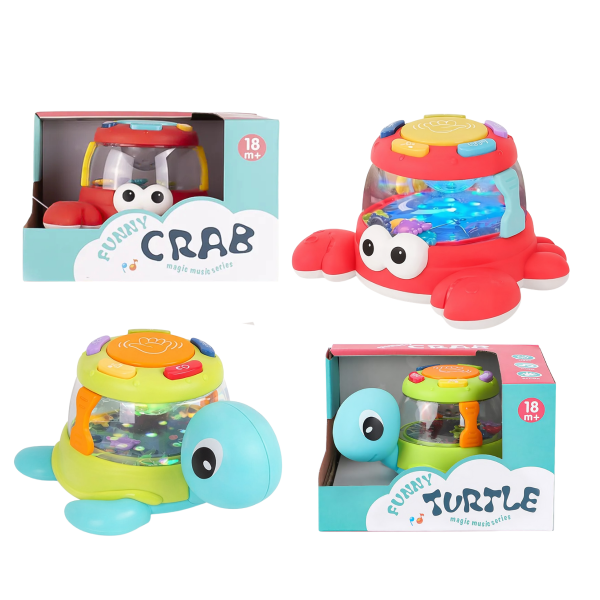 Producto - NT-137 TAMBOR MUSICAL CANGREJO Y TORTUGA (LUZ Y MOVIMIENTO).