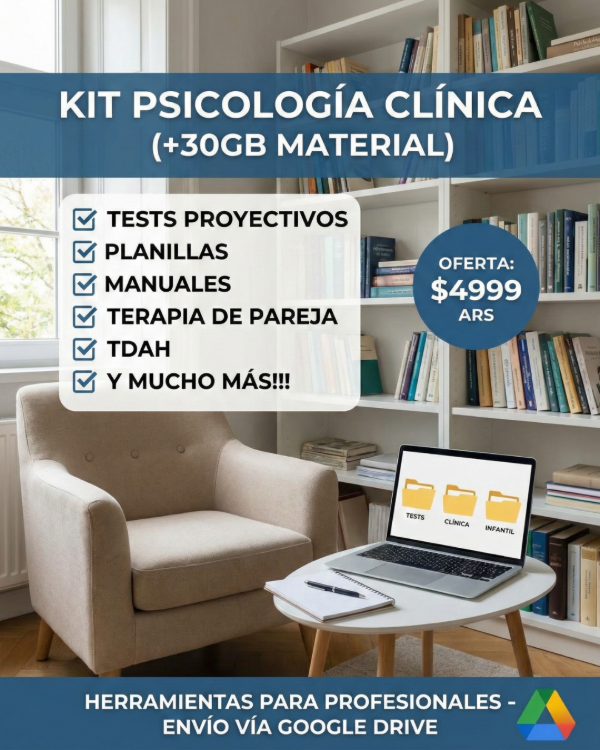 Producto - N17: PSICOLOGIA CLINICA KIT +40 CARPETAS (+30gb DE LIBROS, TESTS, Y MUCHO MAS)!