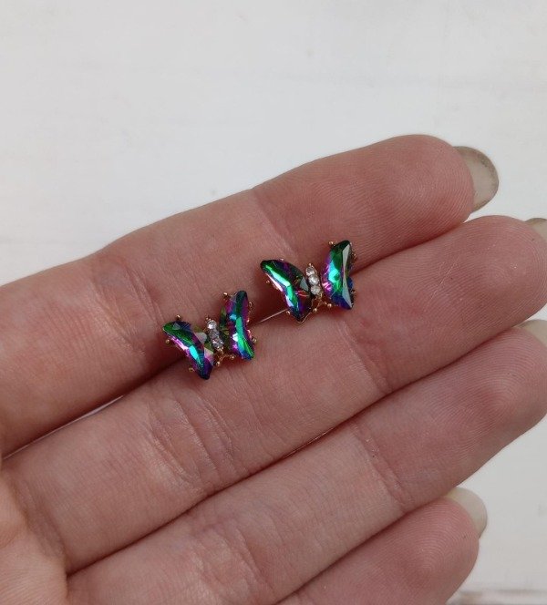 Producto - Aros Mariposas Dorados - Tornasolado