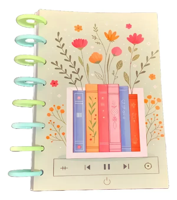 Producto - Cuaderno Sistema de Discos "Flores y Musica"
