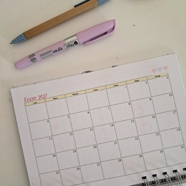 Producto - Agenda dos días por hoja vertical  2027 color pastel.(Tapa a elección) - 4