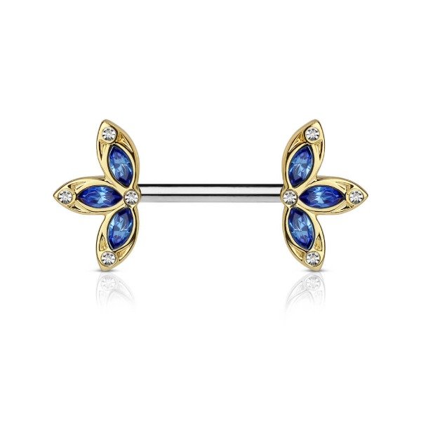 Producto - Piercing Nipple Flores Circonita Azul