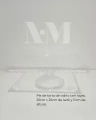 Producto - Pie de torta cuadrado con rayas 25x11cm vidrio