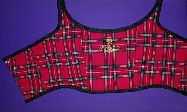 Producto - Orbe dorado CORSET tartan rojo neg - 0