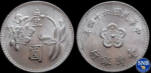Producto - Taiwán - 1 Dólar (1975) KM #536 - Aislamiento Internacional
