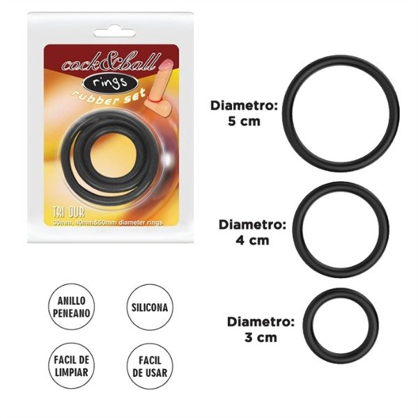 Producto - Kit x3 Anillos de goma para retrasar la eyaculación