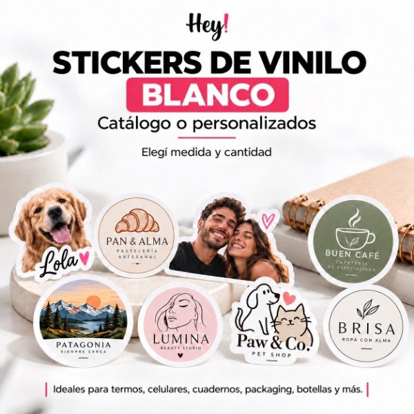 Producto - STICKERS DE VINILO BLANCO UV - CATALOGO O PERSONALIZADOS - 1