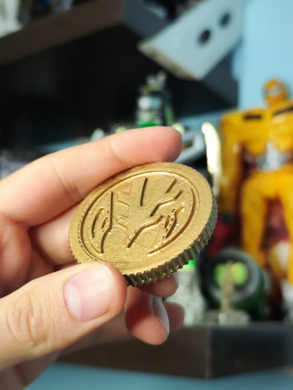 Producto - Iman 3D Premium / Power Coin Dairanger Mighy Morphin White Tiger 5 cm Oro - 2