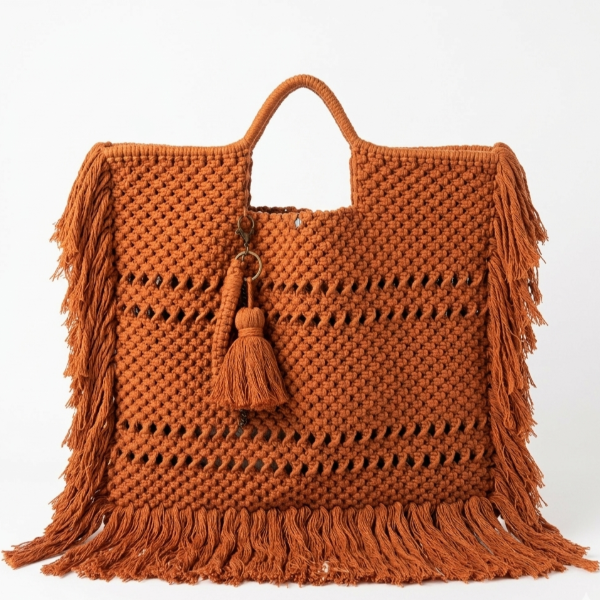 Producto - Cartera XL Macramé Terracota