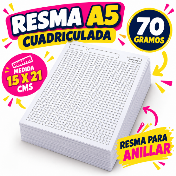 Producto - RESMA A5 CUADRICULADO 500 HOJAS - 0
