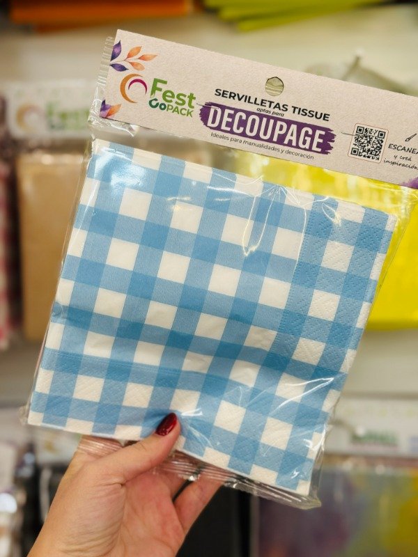 Producto - Servilletas decoupage cuadrille celeste x20u