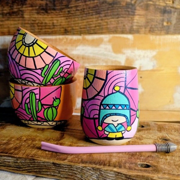 Producto - Mate Coya con Bombilla Rosa