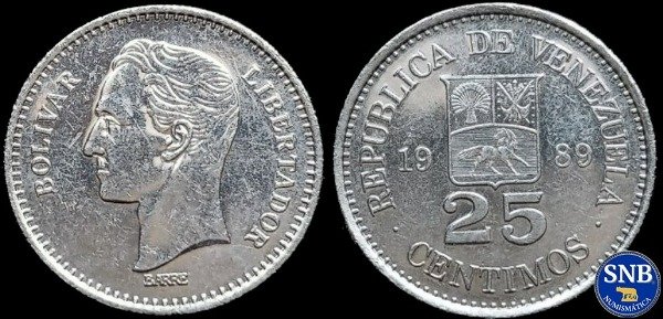 Producto - Venezueala - 25 Céntimos (1989) KM #50.a [VF] - Crisis y Neoliberalismo
