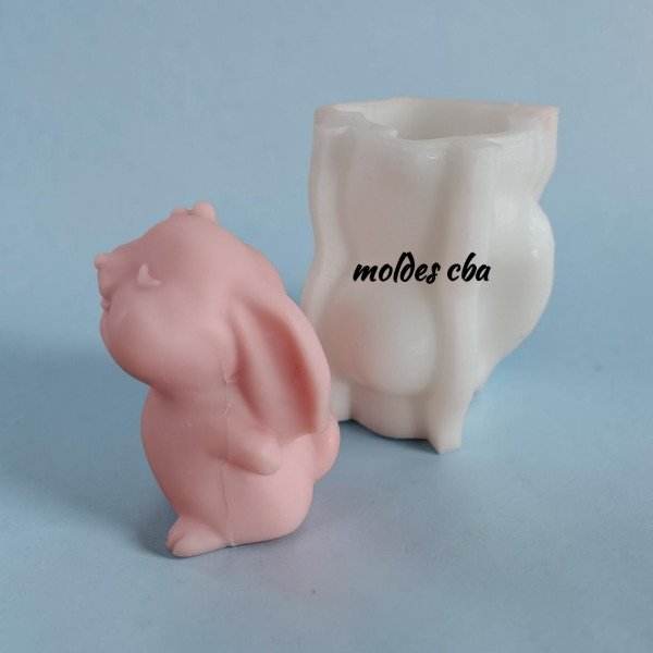 Producto - Molde silicona coneja nena con flor - 1
