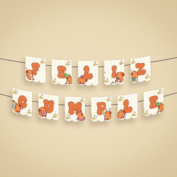 Producto - Banderin Capibara Feliz cumple Carpincho Guirnalda - 1