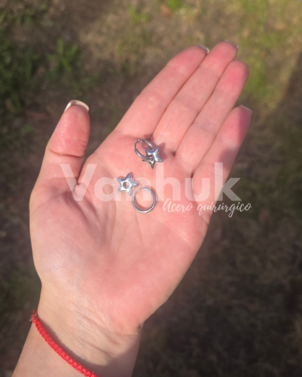 Producto - Aros argolla y dije estrella clip P - 4