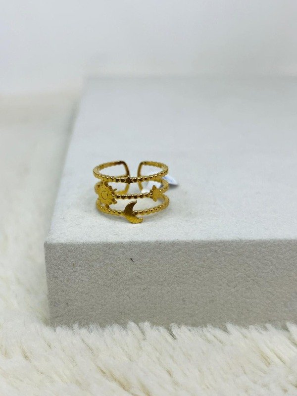 Producto - Anillo cosmos regulable acero dorado