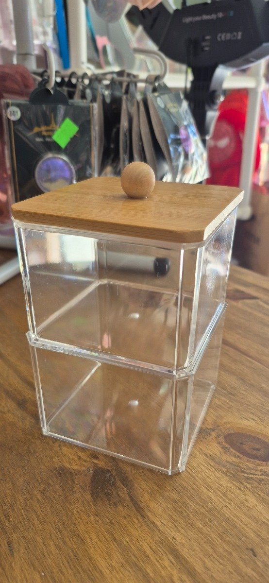 Producto - Organizador acrilico 2 en 1 tapa madera